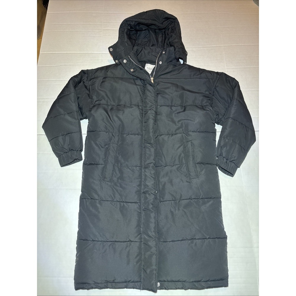 Sparkz Copenhagen Quilted Coat Womens Jacket S Small Black Long